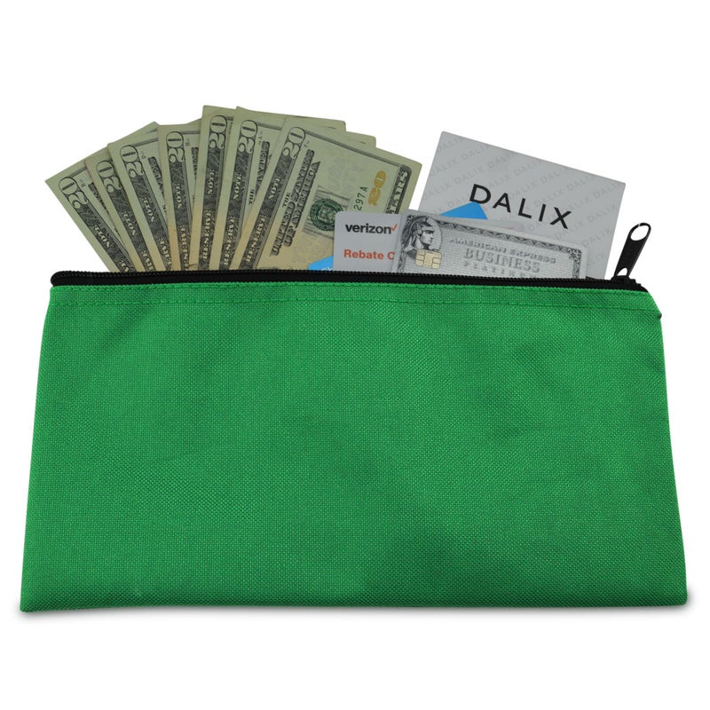 DALIX Zipper Bank Deposit Money Bags Cash Coin Pouch 6 Pack in Dark Green - Image 3